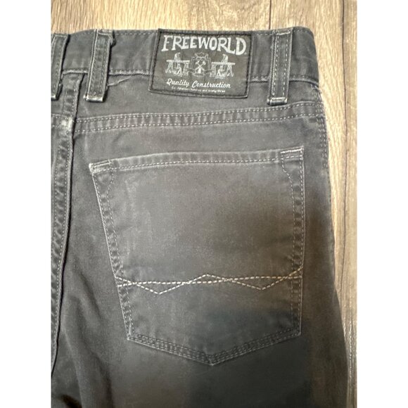 Free world Youth Gray Denim Pants 16/28 Relaxed Fit Hemmed Made In Mexico Durabl - Picture 7 of 11